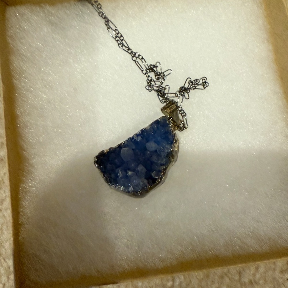 Aveda Blue Druzy Cluster Necklace Brand New